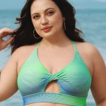 Green Cutout X Cross Plus Size Bikini Top