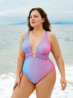 Multi O-Ring Plus Size One-Piece Swimsuit - Image 4