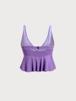 Purple Wrap Peplum Plus Size Tankini Top - Image 5