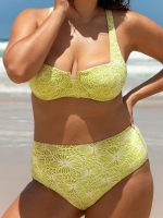 Light Green Jacquard Underwire Plus Size Bikini Top - Image 3