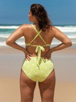 Light Green Jacquard Underwire Plus Size Bikini Top - Image 2