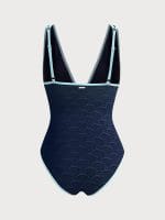Blue V Neck Tie One-Piece Swimsuit - Image 8