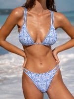 Blue Print Strappy Bikini Top