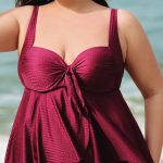 Burgundy Bow Plus Size Tankini Top