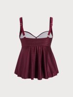 Burgundy Bow Plus Size Tankini Top - Image 7