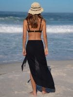 Black Wrap Cover-Up Midi Skirt - Image 3