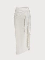 Off White Wrap Cover-Up Midi Skirt - Image 5
