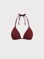 Wine Red Monogram Halter Bikini Top - Image 7