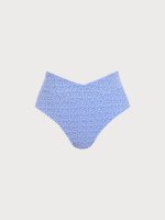 Blue Jacquard V Cut Plus Size Bikini Bottom - Image 4