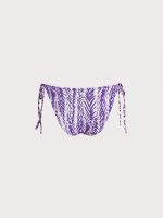 Purple Leaf Textured Tie Bikini Bottom - Image 8