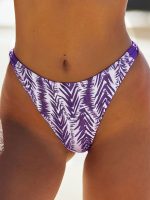Purple Leaf Textured Bikini Bottom