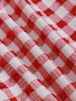 Red Gingham Textured Tie Bikini Bottom - Image 9