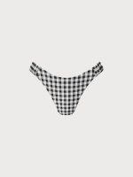 Black Gingham Ruched Bikini Bottom - Image 11