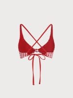 Red Gingham Knot Bikini Top - Image 8