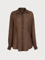 Brown Lyocell Cover Up Shirt - Image 6