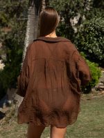 Brown Lyocell Cover Up Shirt - Image 4
