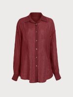 Wine Red Lyocell Cover Up Shirt - Image 9