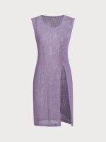 Purple Round Neck Cover-up Dress - Image 6