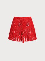 Red Crochet Cover-Up Skirt - Image 6