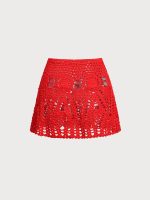 Red Crochet Cover-Up Skirt - Image 7