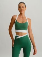 Green Contrast U Neck Sports Bra -Light Support - Image 3