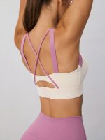 Pink Contrast Strap Sports Bra - Image 6