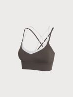 Dark Coffee Contrast X Cross Sports Bra - Image 6