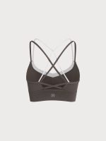 Dark Coffee Contrast X Cross Sports Bra - Image 7