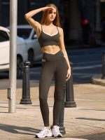 Dark Coffee Contrast X Cross Sports Bra - Image 4