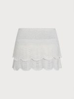 White Double-Layer Crochet Cover-Up Skirt - Image 7
