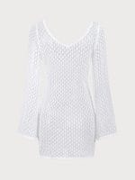 White Crochet Mesh Skirt Blouse - Image 7