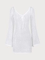 White Crochet Mesh Skirt Blouse - Image 6