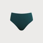 Dark Green Textured High-Waisted Surf Bottom