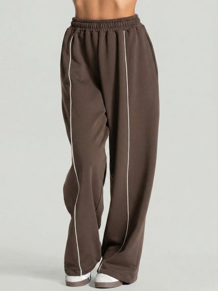 Dark Coffee Side Pockets Cotton Pants