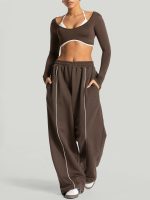 Dark Coffee Side Pockets Cotton Pants - Image 4