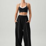 Black Side Pockets Cotton Pants