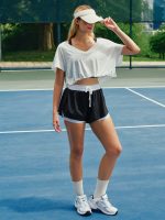 White V Neck Cotton Short Sleeved Top - Image 3