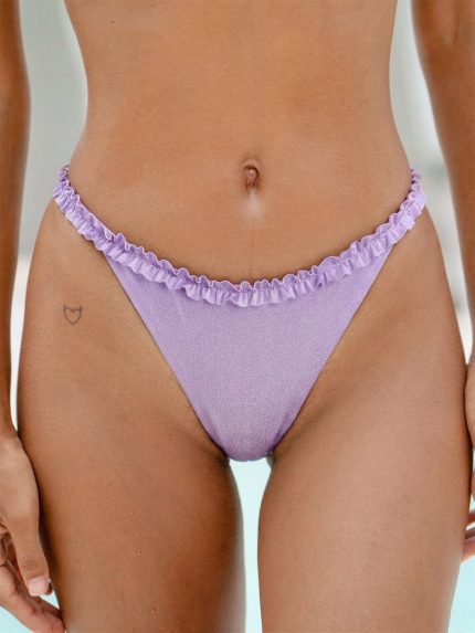 Purple Ruffled Bikini Bottom