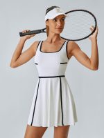White Contrast Trim Tennis Dress - Image 2