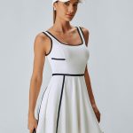 White Contrast Trim Tennis Dress