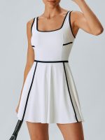 White Contrast Trim Tennis Dress - Image 4