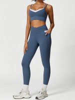 Blue High Waisted Pockets Leggings 26" - Image 4