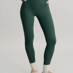Dark Green High Waisted Pockets Leggings 26"
