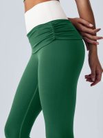 Green Contrast High Waisted Leggings 24" - Image 3