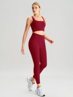 Wine Red Cut Out Leggings 24" - Image 3