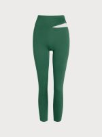 Green Contrast High Waisted Leggings 24" - Image 9