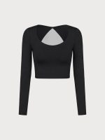 Black Cross Mesh Back Long Sleeve Top--Light Support - Image 7
