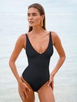V Neck Tummy Control One-Piece Swimsuit - Image 4