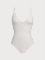 Off White V Neck Tummy Control One-Piece Swimsuit - Image 8