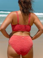 Red Jacquard Plus Size Bikini Bottom - Image 2
